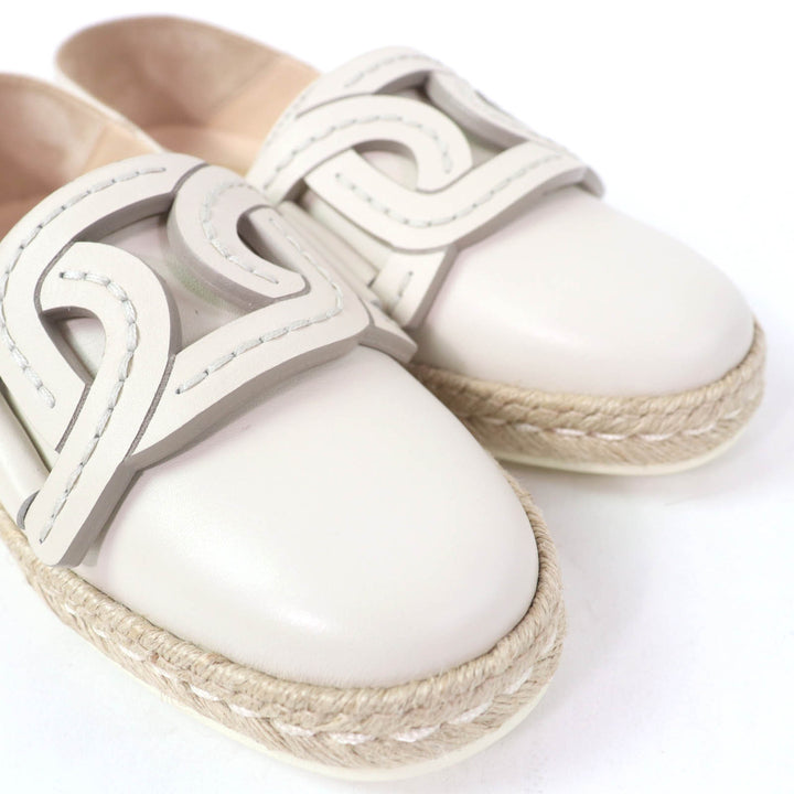 未使用品☆TOD’S トッズ KATE ケイト 2WAY エスパドリーユ レザー スリッポン アイボリー 34.5 箱・保存袋付き イタリア製 レディース