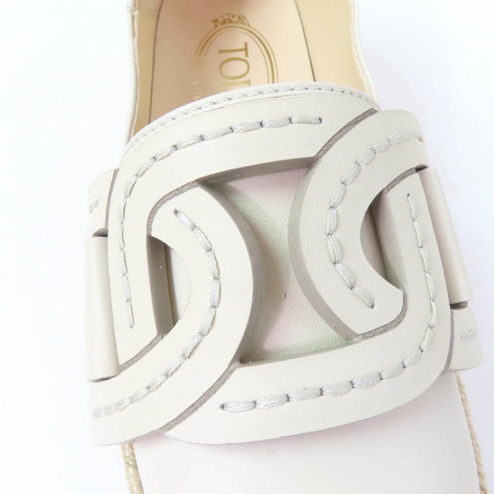 未使用品☆TOD’S トッズ KATE ケイト 2WAY エスパドリーユ レザー スリッポン アイボリー 34.5 箱・保存袋付き イタリア製 レディース