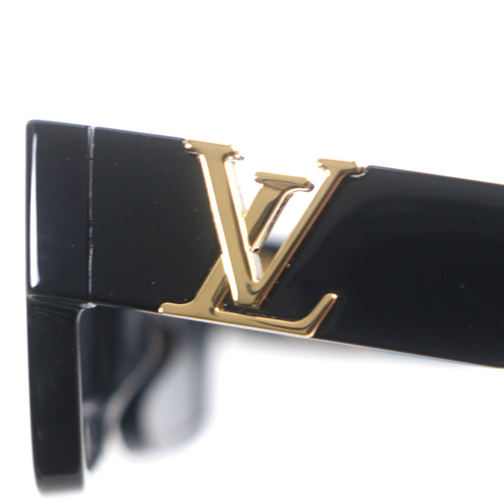 極美品▼LOUIS VUITTON ルイヴィトン 2023年製 Z2062E LV スリーク・スクエア サングラス ブラック ゴールド金具 57□18 145 箱付 メンズ