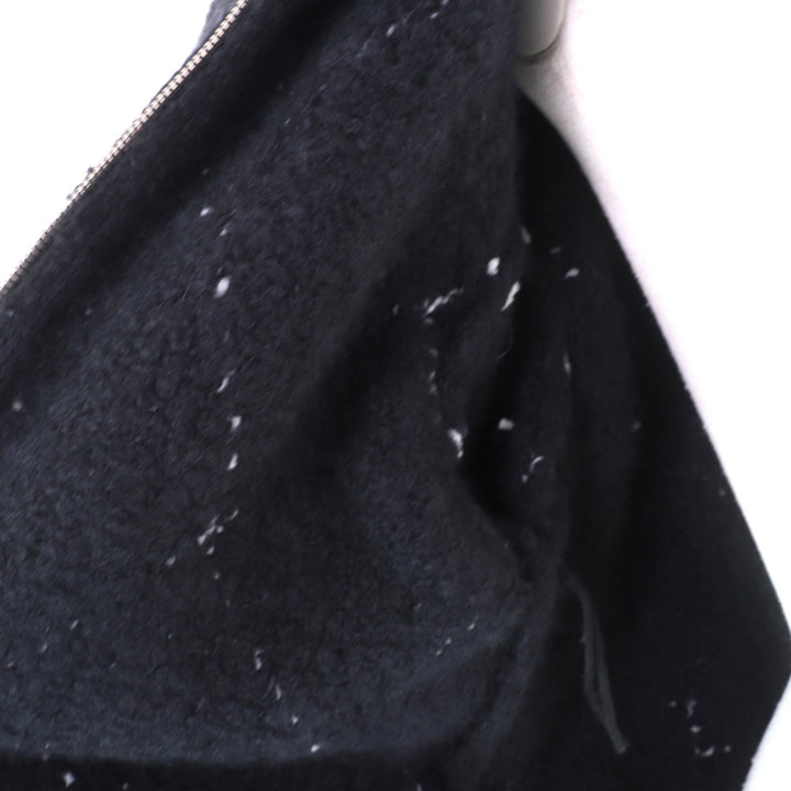 極美品★CHANEL シャネル P74369 カシミヤ シルク混 ラインストーンココマークボタン付 マトラッセ柄 ZIP UP ジャケット 黒 白 38 袋付