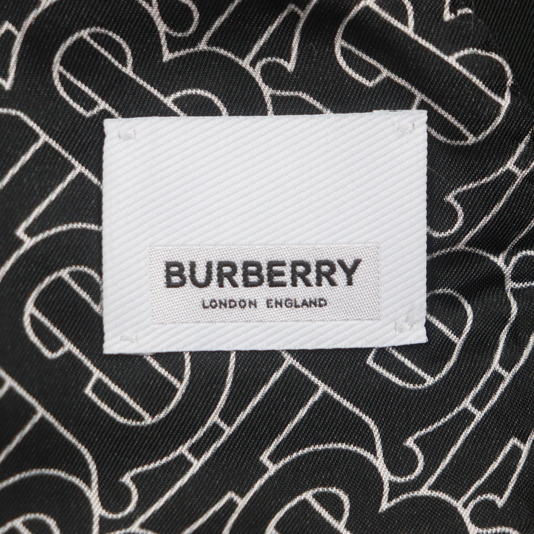 極美品▼BURBERRY バーバリー 8028424 アームライン ロゴ刺繍 裏地TBロゴ柄 シングルジャケット テーラード ブラック 46 正規品 メンズ