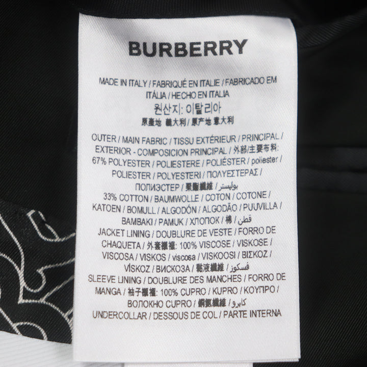 極美品▼BURBERRY バーバリー 8028424 アームライン ロゴ刺繍 裏地TBロゴ柄 シングルジャケット テーラード ブラック 46 正規品 メンズ