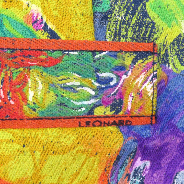 極美品★LEONARD FASHION レオナール ファッション シルク100％ ロゴ金ボタン付 花柄 テーラードジャケット マルチ 11 レディース