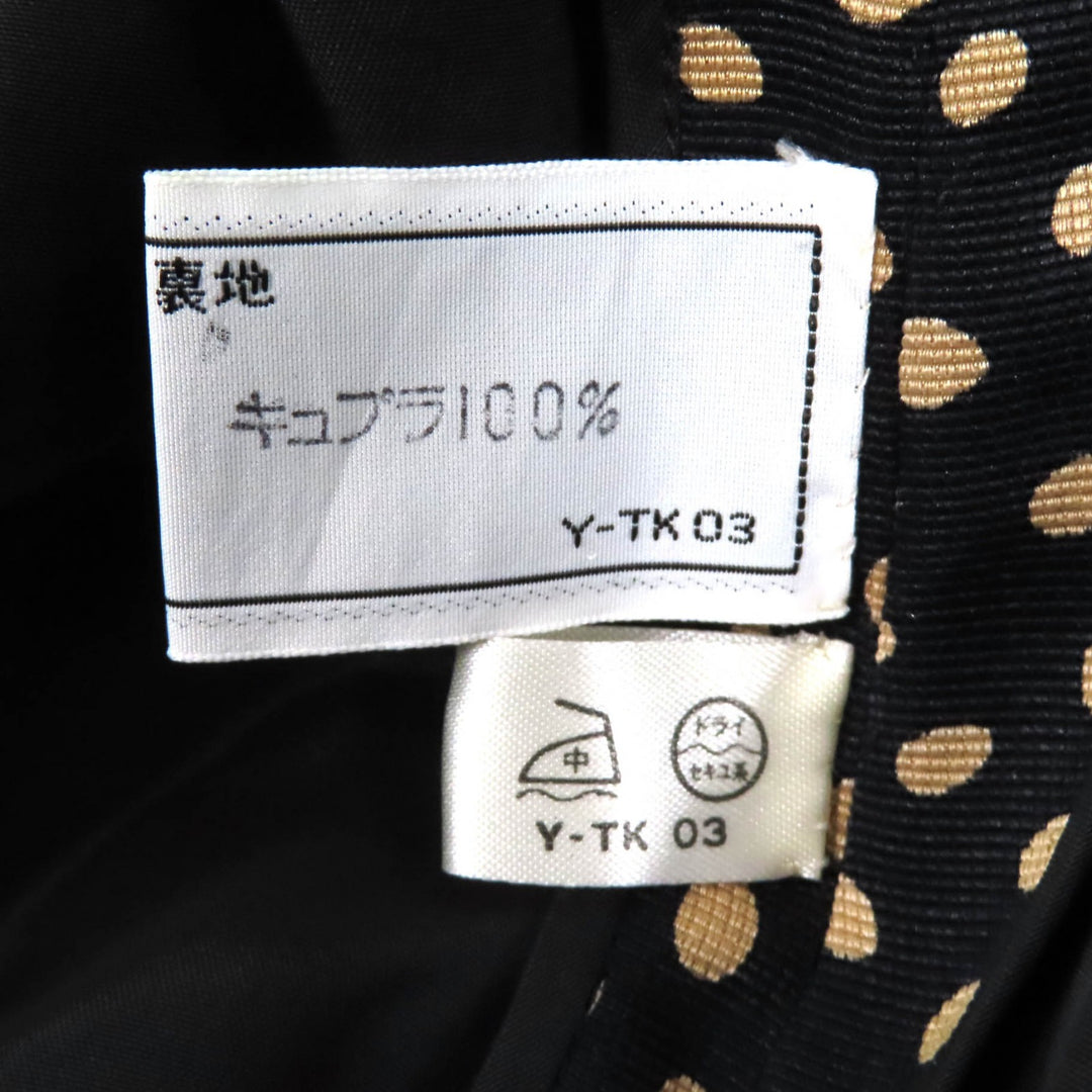 極美品★Christian Dior クリスチャンディオール ヴィンテージ シルク混 総柄 ビッグカラー シャツ ワンピース ブラック ベージュ