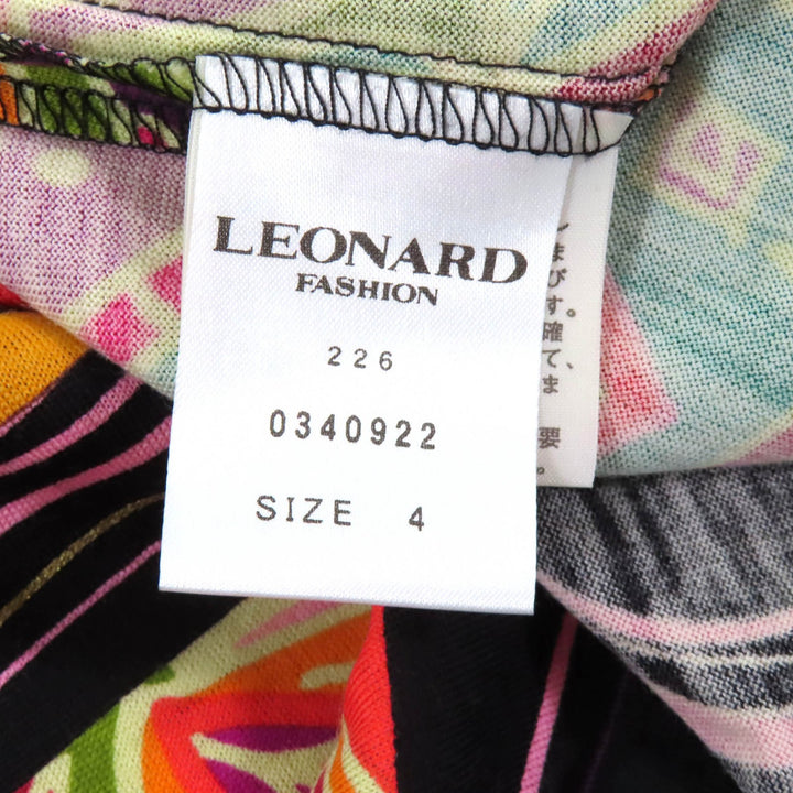 極美品★LEONARD FASHION レオナール ファッション 0340922 ウール100％ ペイズリー柄 ハイネック 半袖 ロングワンピース マルチ 4