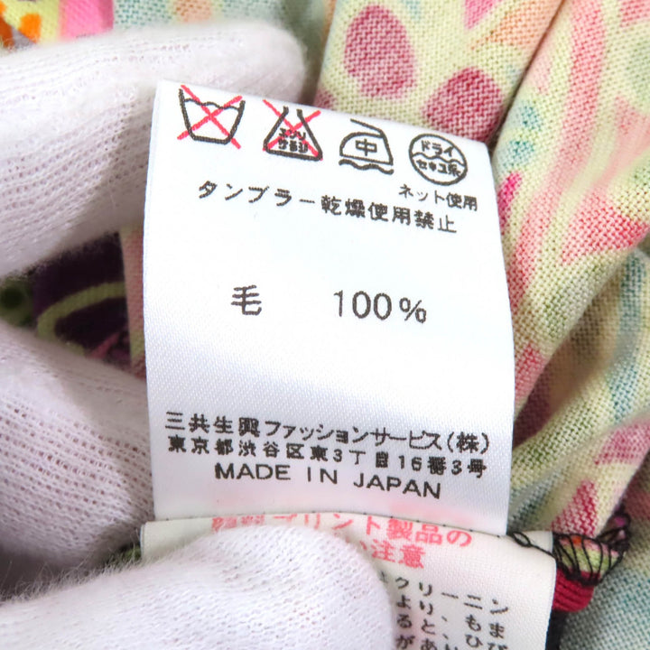 極美品★LEONARD FASHION レオナール ファッション 0340922 ウール100％ ペイズリー柄 ハイネック 半袖 ロングワンピース マルチ 4