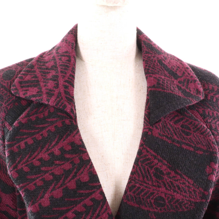 美品★LEONARD FASHION レオナール ファッション ロゴボタン付 総柄 ダブルブレスト ジャケット パープル 11 日本製 正規品 レディース