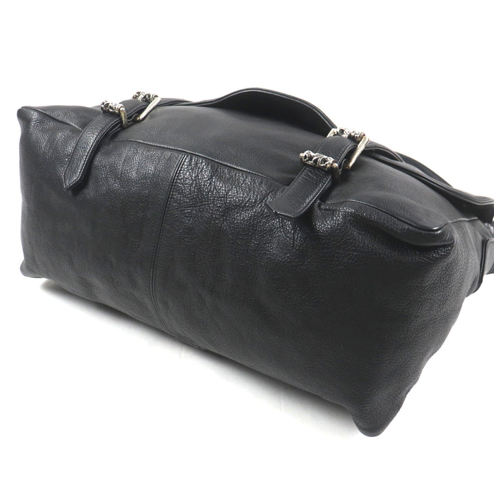 美品▼クロムハーツ G BENSIMONE ミディアム ローラーバックル フラップ式 ダガージップ レザー ショルダーバッグ 保存袋付き メンズ