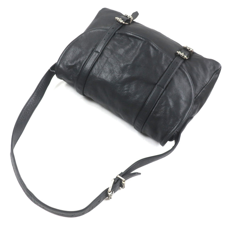 美品▼クロムハーツ G BENSIMONE ミディアム ローラーバックル フラップ式 ダガージップ レザー ショルダーバッグ 保存袋付き メンズ