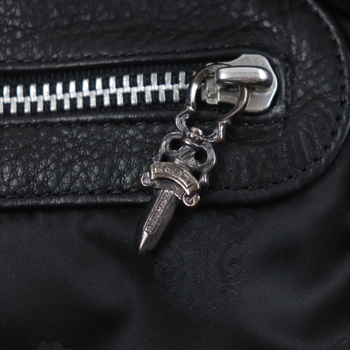 美品▼クロムハーツ G BENSIMONE ミディアム ローラーバックル フラップ式 ダガージップ レザー ショルダーバッグ 保存袋付き メンズ