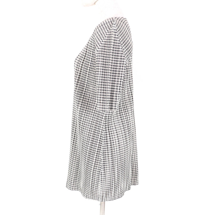 極美品★PLEATS PLEASE プリーツプリーズ イッセイミヤケ PP81-JT593 ギンガムチェック柄 半袖 チュニック ワンピース 黒 ベージュ 3