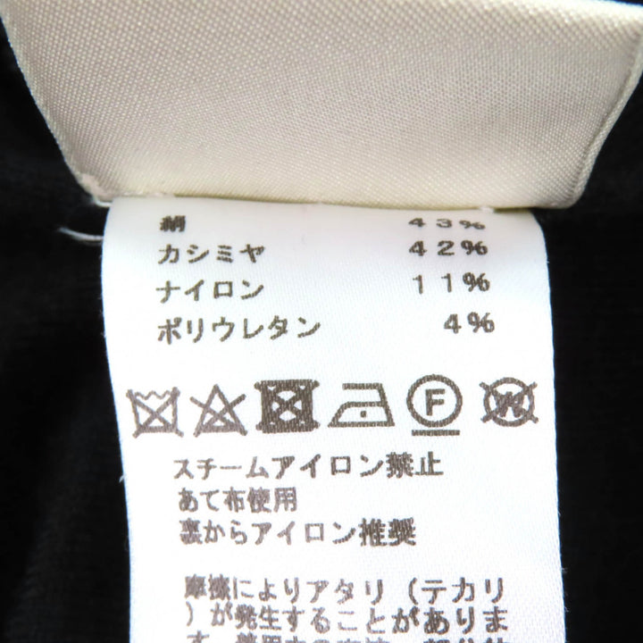 美品★HERMES エルメス シルク カシミヤ混 馬具総柄編み クルーネック 長袖 ニットワンピース ブラック 40 イタリア製 正規品 レディース