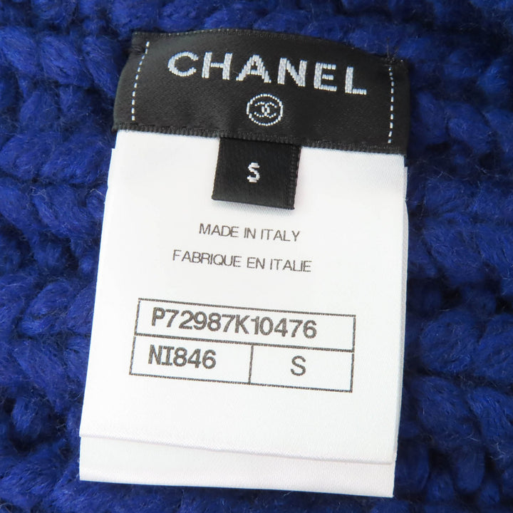 極美品☆CHANEL シャネル P72987K10476 ココマーク付 ニット ネックウォーマー・アームウォーマー 2点セット ブルー S 正規品 レディース