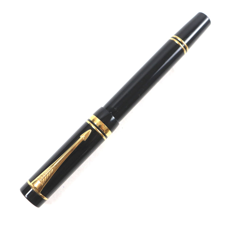 良品▼PARKER パーカー デュオフォールド ブラックGTインターナショナル ペン先18K Mニブ 初期型 万年筆 ブラック ゴールド UK製 メンズ