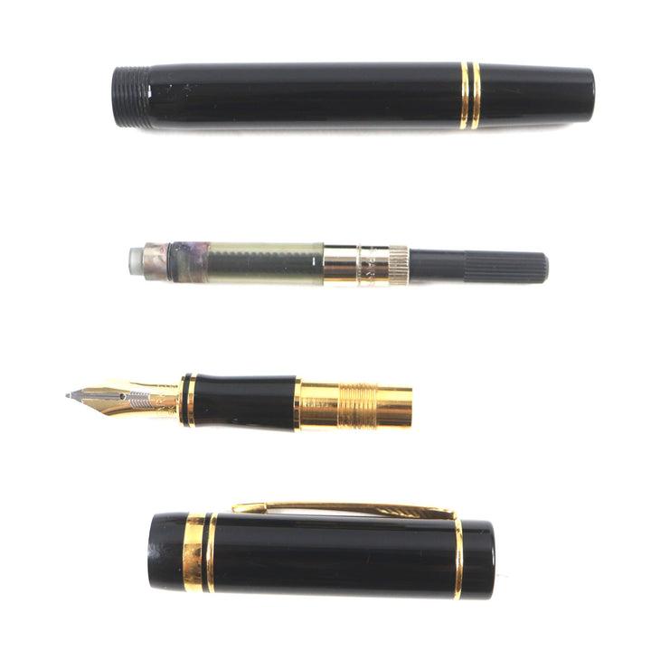良品▼PARKER パーカー デュオフォールド ブラックGTインターナショナル ペン先18K Mニブ 初期型 万年筆 ブラック ゴールド UK製 メンズ