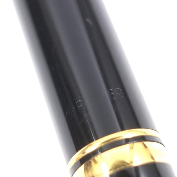 良品▼PARKER パーカー デュオフォールド ブラックGTインターナショナル ペン先18K Mニブ 初期型 万年筆 ブラック ゴールド UK製 メンズ