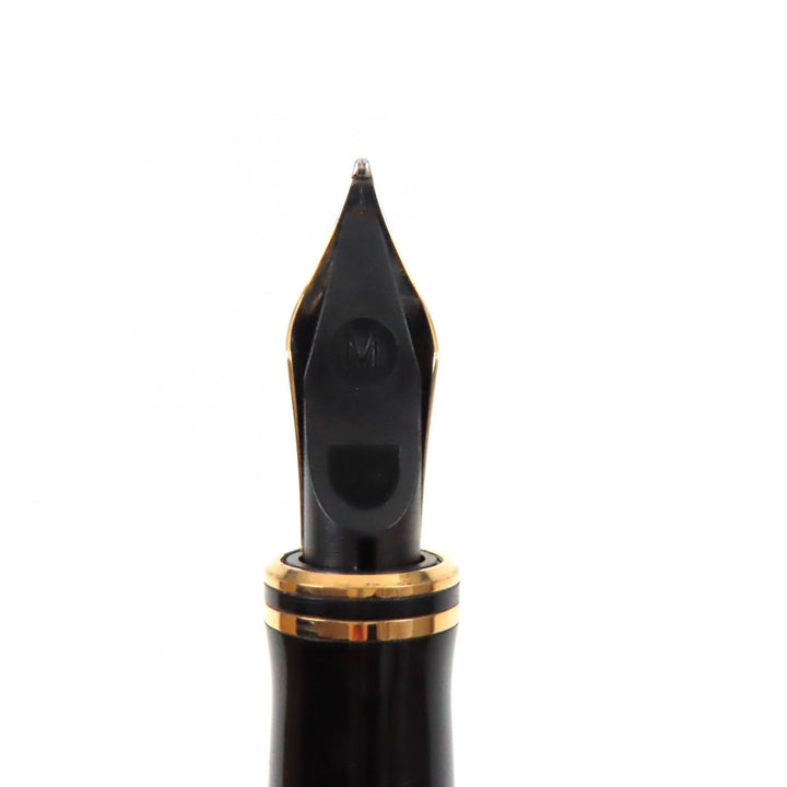 良品▼PARKER パーカー デュオフォールド ブラックGTインターナショナル ペン先18K Mニブ 初期型 万年筆 ブラック ゴールド UK製 メンズ