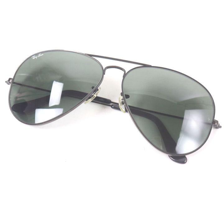 美品□Ray-Ban レイバン B＆L ボシュロム製 ツーブリッジ アイウェア パイロットサングラス ブラック グリーンレンズ 62□14 メンズ