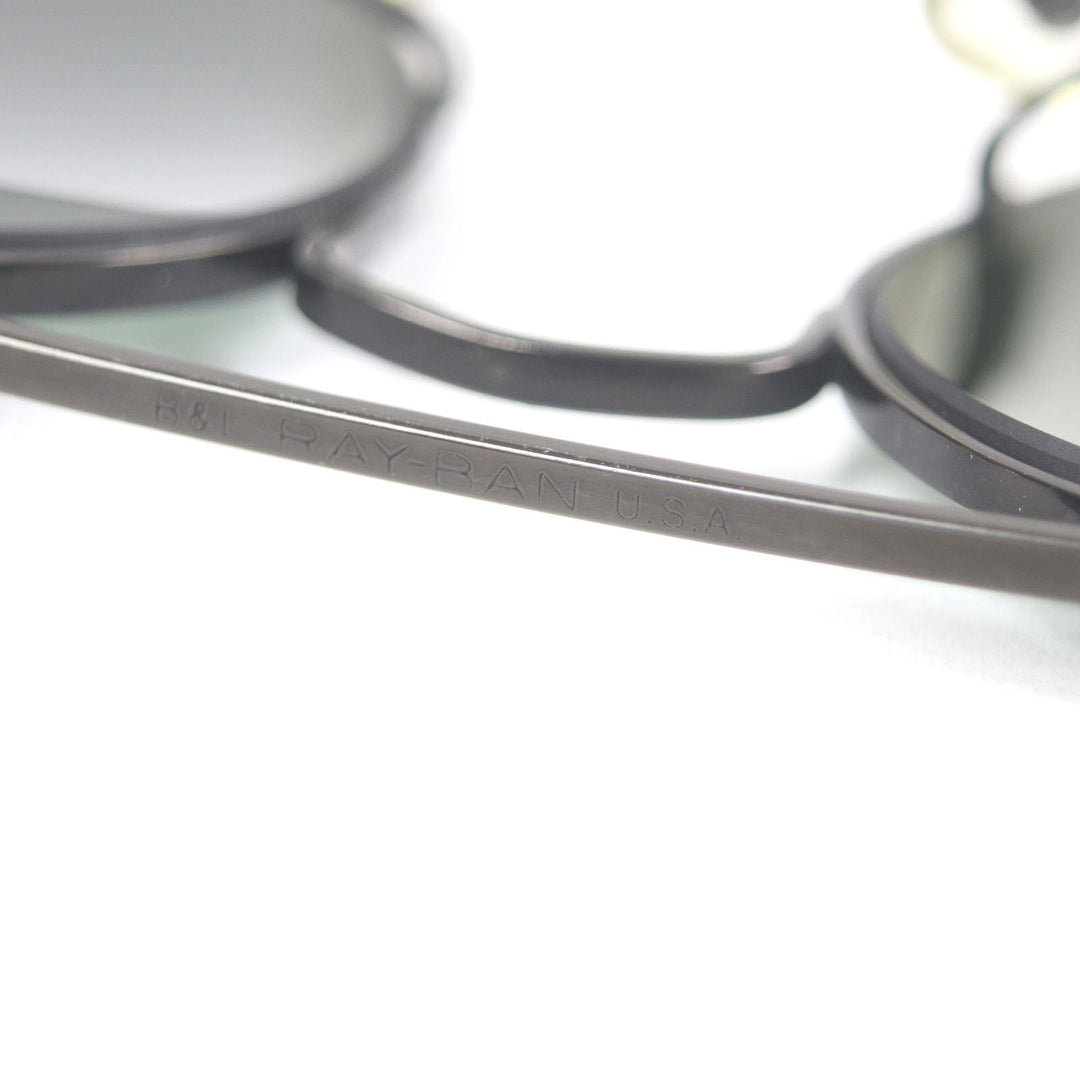 美品□Ray-Ban レイバン B＆L ボシュロム製 ツーブリッジ アイウェア パイロットサングラス ブラック グリーンレンズ 62□14 メンズ