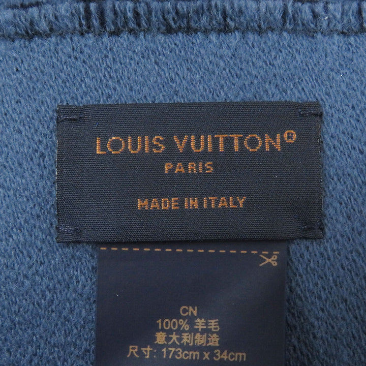 極美品□LOUIS VUITTON ルイヴィトン 2023年製 M77129 マフラー・モノグラム ヴィヴィエンヌ ウール ネイビー イタリア製 正規品 メンズ