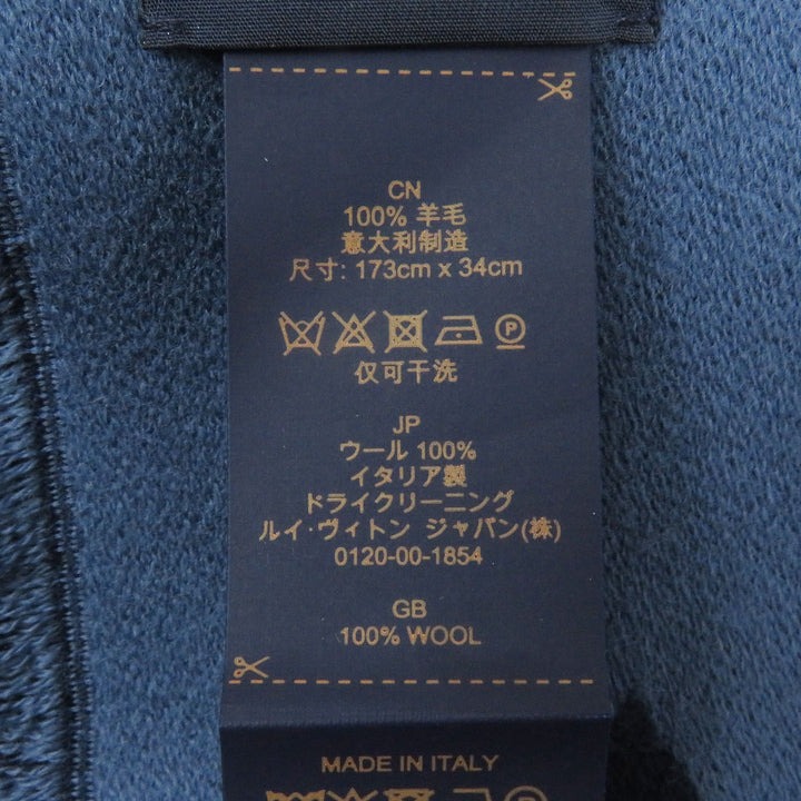 極美品□LOUIS VUITTON ルイヴィトン 2023年製 M77129 マフラー・モノグラム ヴィヴィエンヌ ウール ネイビー イタリア製 正規品 メンズ
