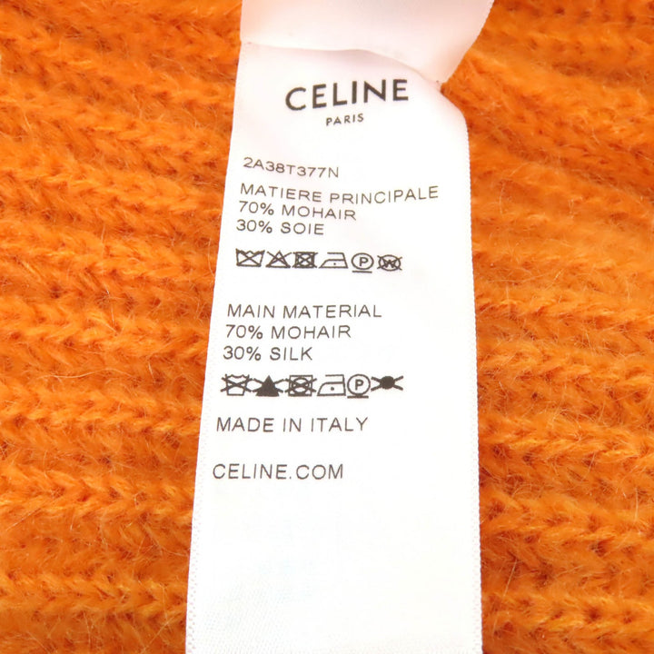 極美品★CELINE セリーヌ 2A38T377N モヘア シルク混 クロップド丈 Vネック 長袖 ニット カーディガン オレンジ XS 正規品 レディース