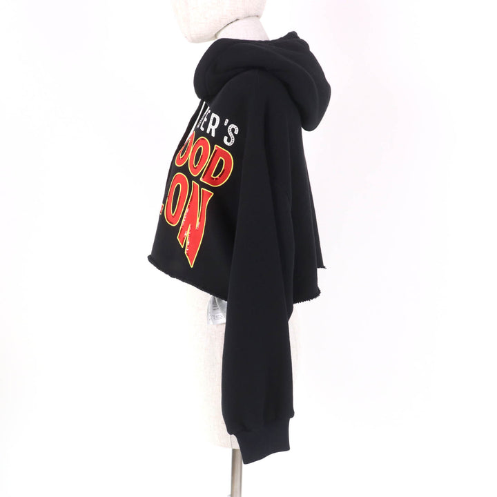 極美品★GUCCI グッチ 22AW 688197 コットン100％ ラインストーン付 ハリウッド バビロン クロップドフーディー ブラック XXS 正規品