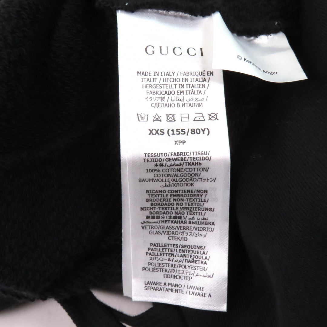 極美品★GUCCI グッチ 22AW 688197 コットン100％ ラインストーン付 ハリウッド バビロン クロップドフーディー ブラック XXS 正規品