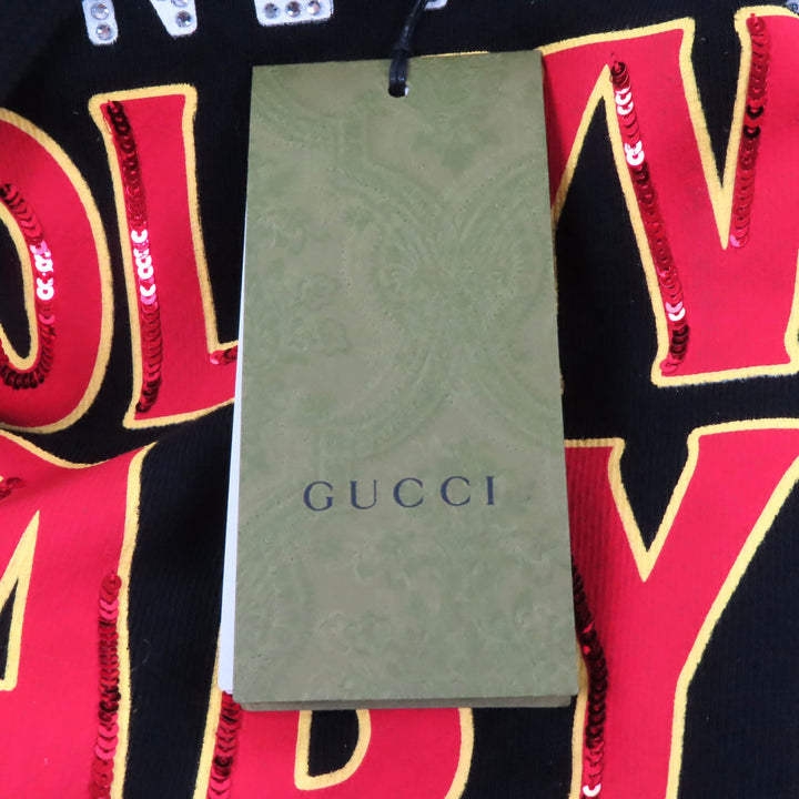 極美品★GUCCI グッチ 22AW 688197 コットン100％ ラインストーン付 ハリウッド バビロン クロップドフーディー ブラック XXS 正規品