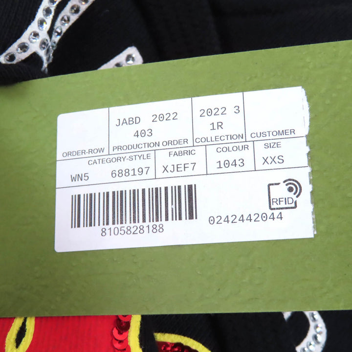 極美品★GUCCI グッチ 22AW 688197 コットン100％ ラインストーン付 ハリウッド バビロン クロップドフーディー ブラック XXS 正規品