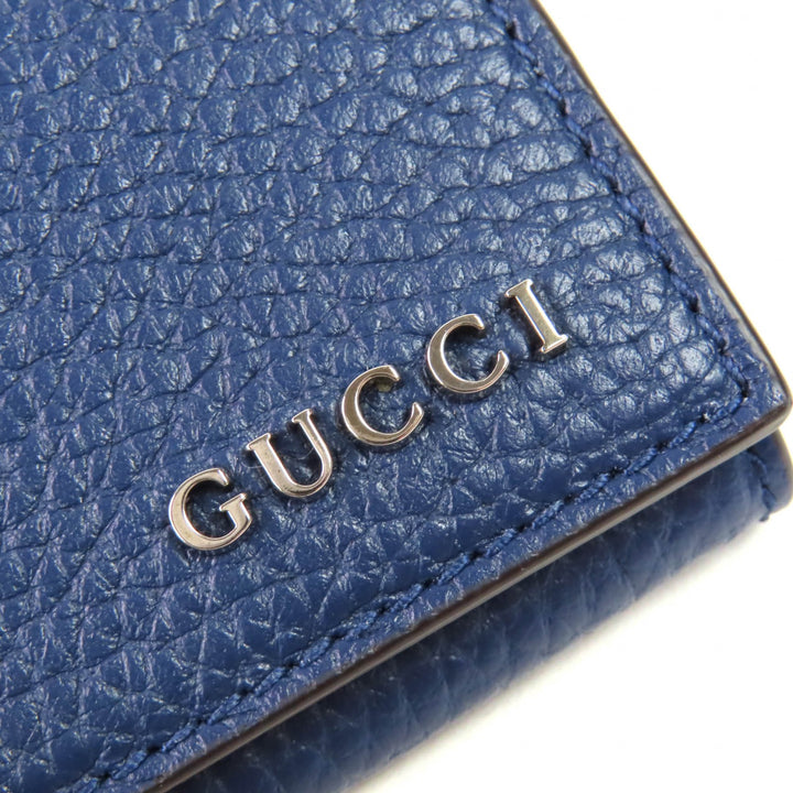 極美品△GUCCI グッチ 771160 ロゴ金具 レザー コインケース 小銭入れ コンパクトウォレット 現行品 ブルーアガット 箱・保存袋付き 伊製