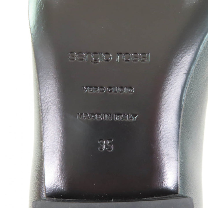 未使用品★Sergio Rossi セルジオロッシ A92270 SR PRINCE ビジュー付 レザー バレエフラット パンプス 黒 35 箱・袋付 定価157300円