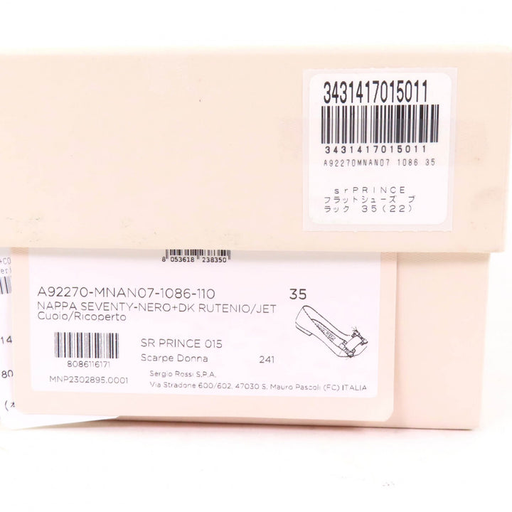 未使用品★Sergio Rossi セルジオロッシ A92270 SR PRINCE ビジュー付 レザー バレエフラット パンプス 黒 35 箱・袋付 定価157300円