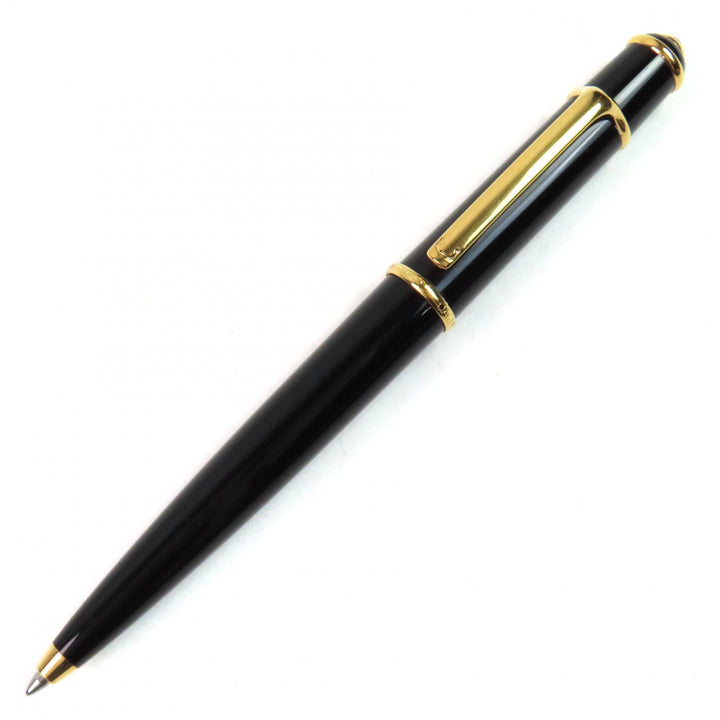 美品△Cartier カルティエ ディアボロ ドゥ カルティエ ブルージェムストーン ツイスト式 ボールペン ブラック ゴールド ドイツ製 メンズ