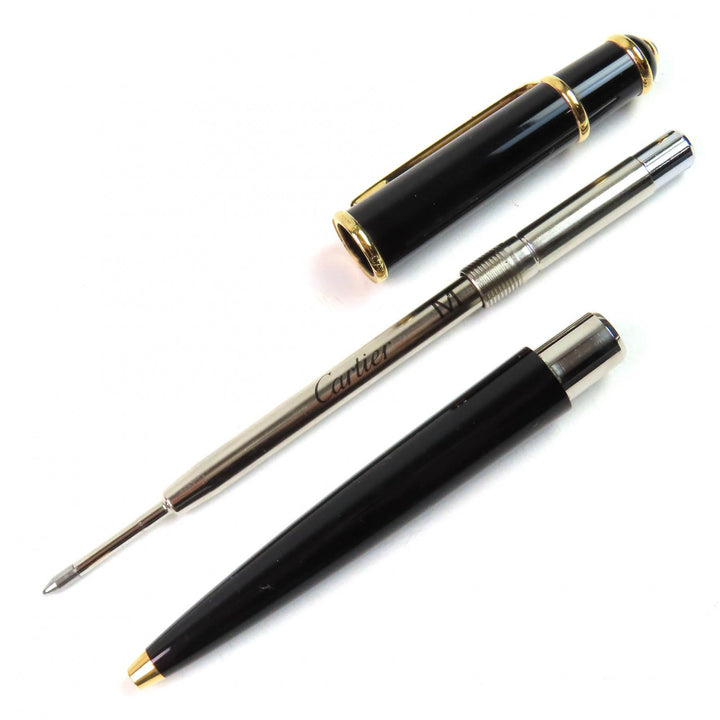 美品△Cartier カルティエ ディアボロ ドゥ カルティエ ブルージェムストーン ツイスト式 ボールペン ブラック ゴールド ドイツ製 メンズ