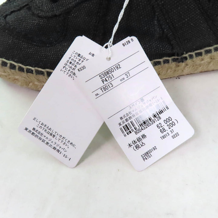 未使用品★Maison Margiela 22 メゾンマルジェラ22 S38WS0192 エスパドリーユ レースアップ デニム サボ スニーカー 黒 37 箱・袋付
