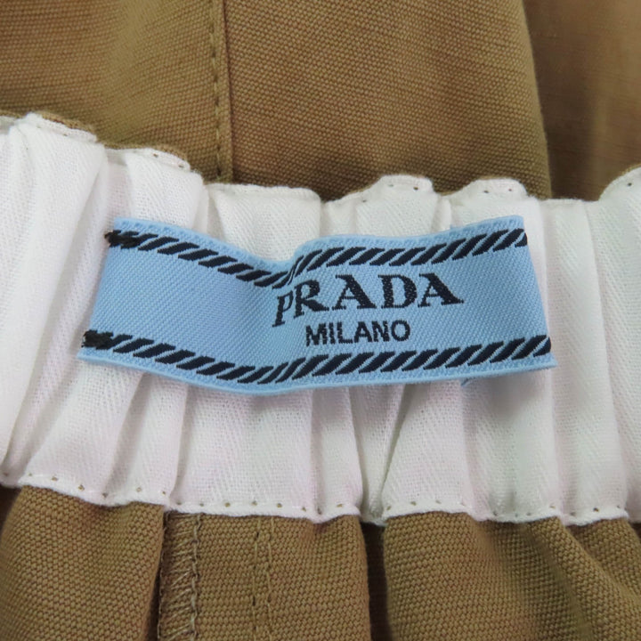極美品★PRADA プラダ 2023年製 P279H パナマコットン リネン混 ベルトデザイン ショートパンツ ブラウン 36 伊製 正規品 定価159500円