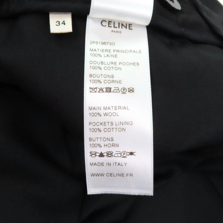 極美品★CELINE セリーヌ 2P519673D ウール100％ センタープレス ツータック ワイドパンツ スラックス ブラック 34 正規品 レディース