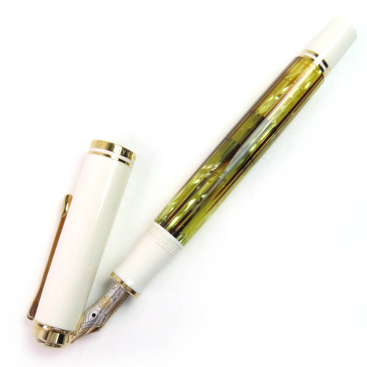 極美品△PERIKAN ペリカン スーベレーン 400 ペン先14K EFニブ 万年筆 ホワイトトータス ドイツ製 メンズ オススメ◎