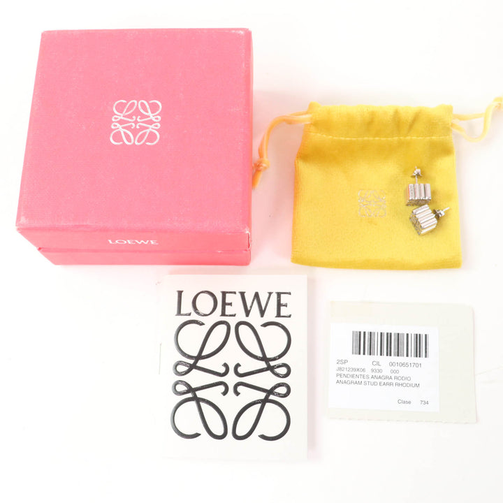 良品☆LOEWE ロエベ J821239X06 アナグラム キューブスタッズ ピアス （両耳用）AG925 シルバー 箱・保存袋付 伊製 重量7.4g レディース