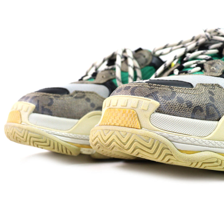 美品△GUCCI×BALENCIAGA グッチ×バレンシアガ 681067 ザ・ハッカープロジェクト トリプルS スニーカー ベージュ グリーン イエロー 27.5