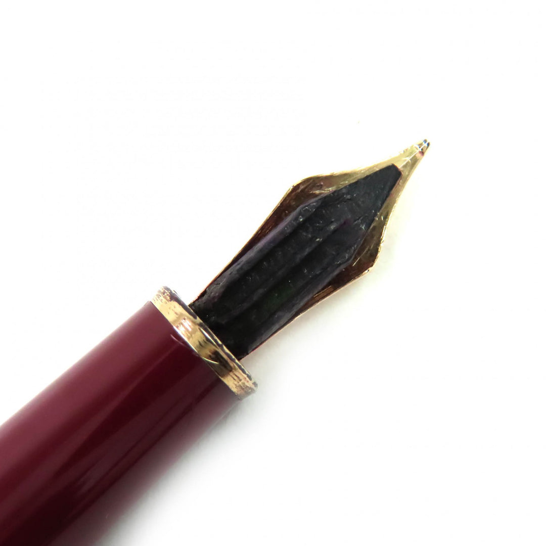 良品△MONTBLANC モンブラン マイスターシュテュック クラシック ペン先14K Fニブ ホワイトスター 万年筆 ボルドー ゴールド ドイツ製