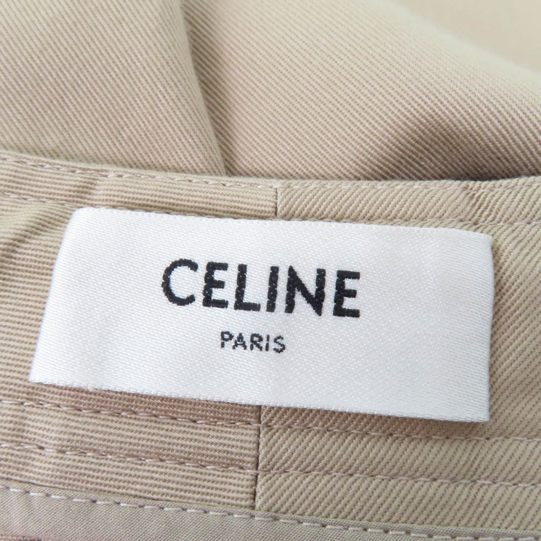 極美品☆CELINE セリーヌ 2P06A539W トリオンフ金ボタン ハイウエスト コットン100％ ルーズフィット カーゴパンツ 38 正規品 レディース