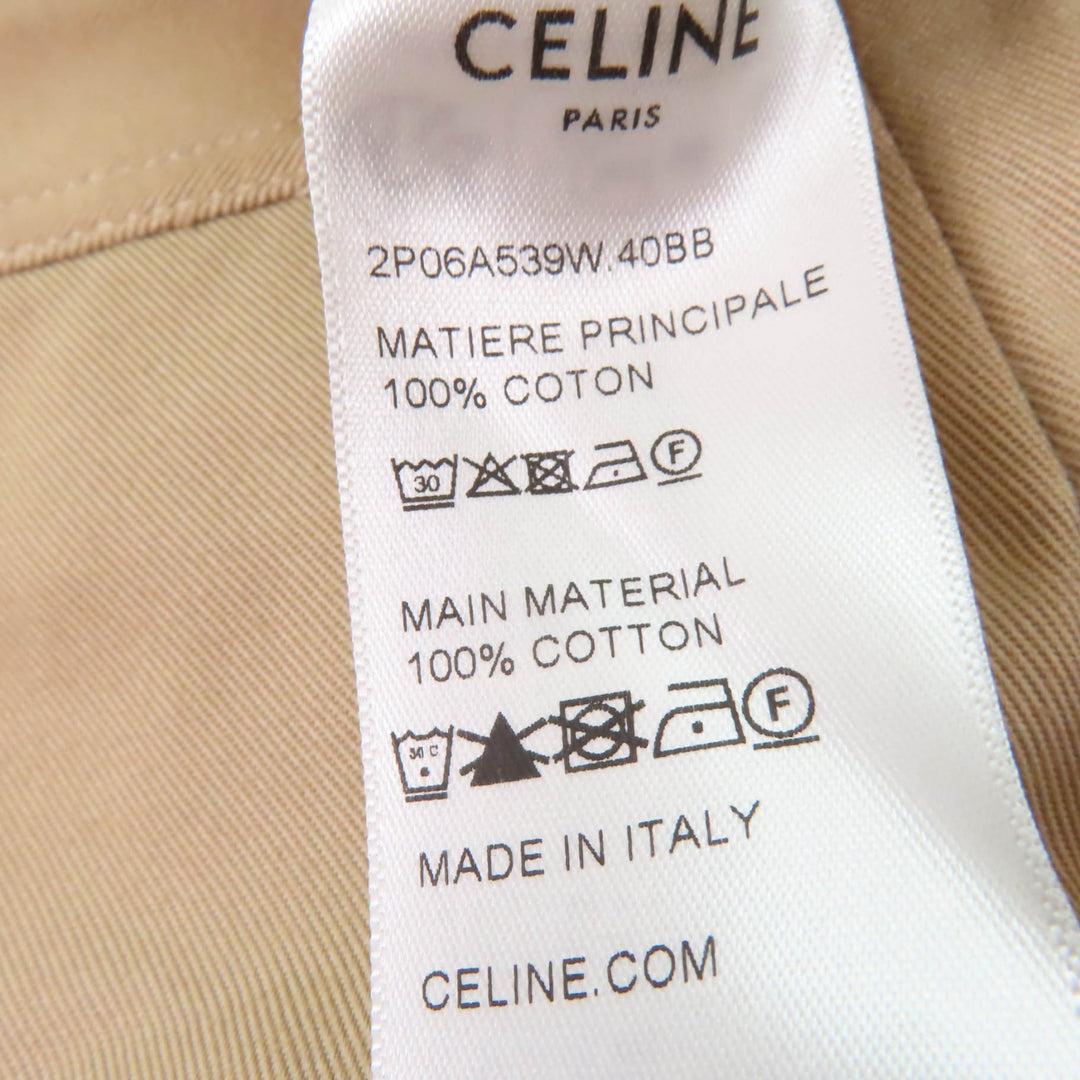 極美品☆CELINE セリーヌ 2P06A539W トリオンフ金ボタン ハイウエスト コットン100％ ルーズフィット カーゴパンツ 38 正規品 レディース