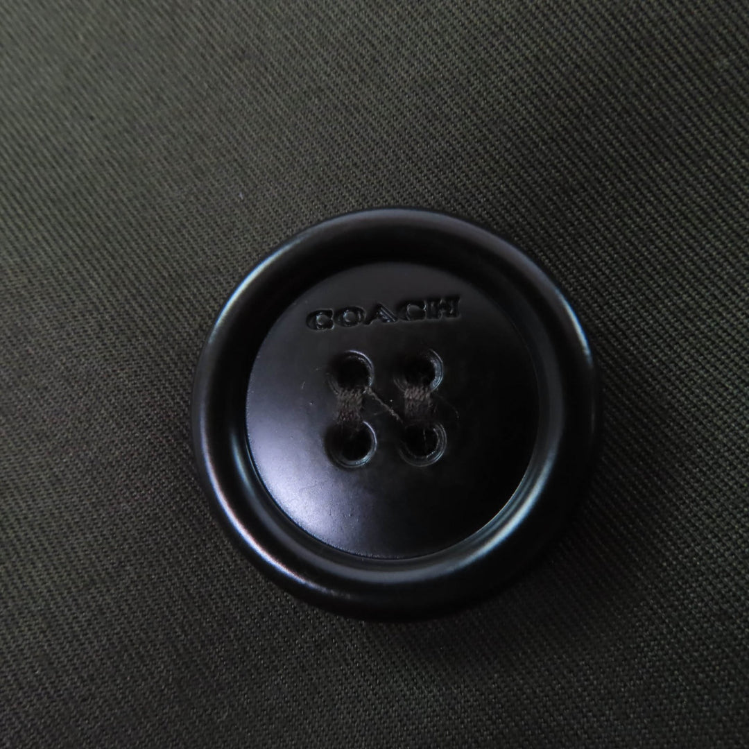 極美品☆COACH コーチ CX548 コットン ロゴボタン・ロゴ金具付 ロング丈 トレンチコート カーキ XS 正規品 レディース