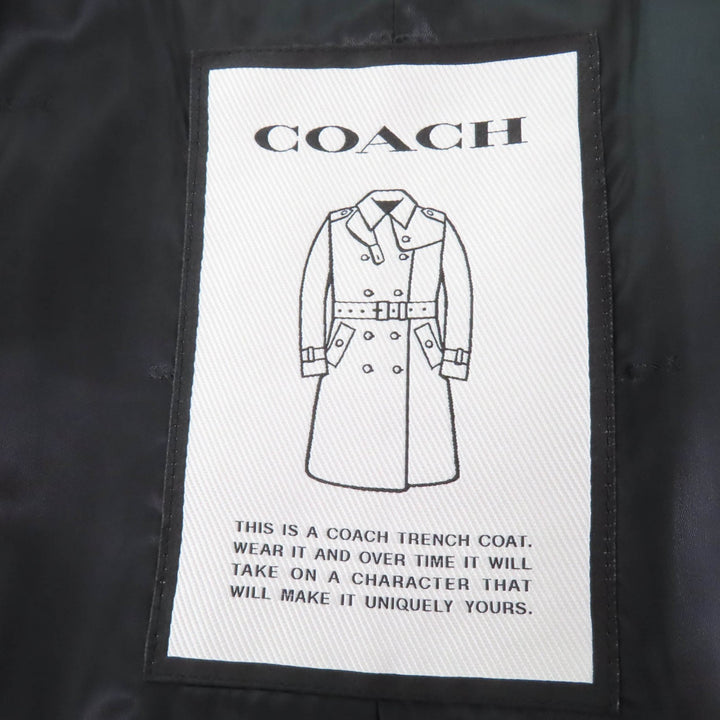 極美品☆COACH コーチ CX548 コットン ロゴボタン・ロゴ金具付 ロング丈 トレンチコート カーキ XS 正規品 レディース