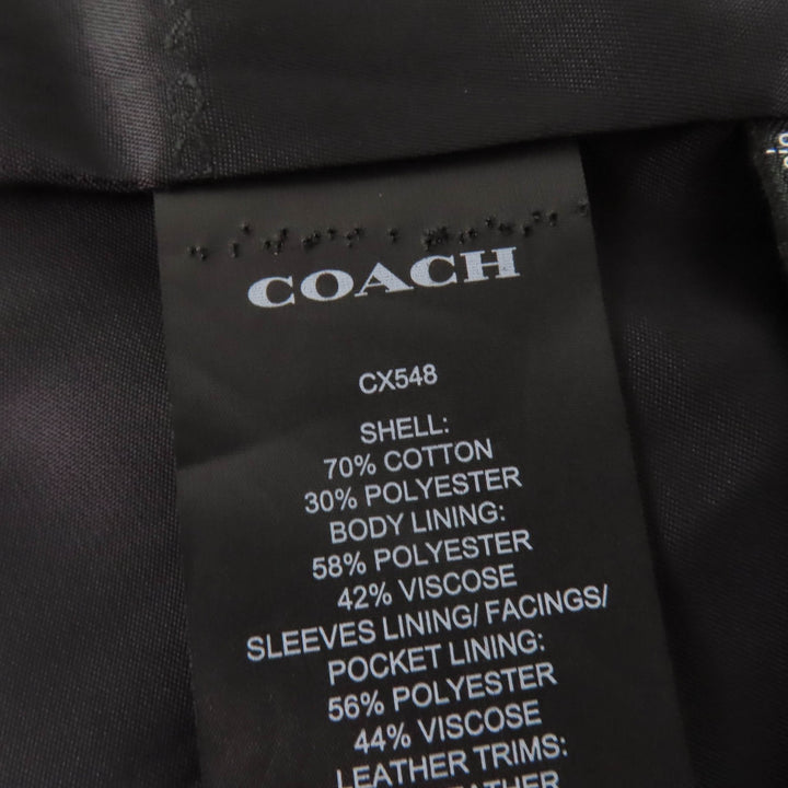極美品☆COACH コーチ CX548 コットン ロゴボタン・ロゴ金具付 ロング丈 トレンチコート カーキ XS 正規品 レディース