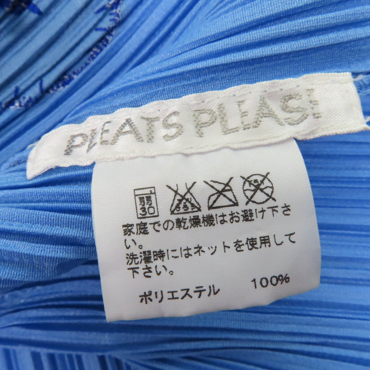 極美品☆PLEATS PLEASE プリーツプリーズ イッセイミヤケ PP91-JK572 トロピカルフラワー フリンジ付 カットソー ブルー系 3 正規品