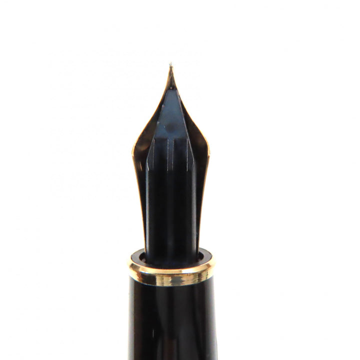 美品▼MONTBLANC モンブラン マイスターシュテュック クラシック ペン先14K EFニブ ホワイトスター 万年筆 ブラック ゴールド メンズ