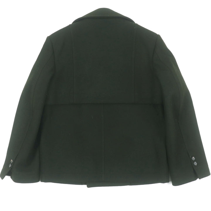 極美品▼BOTTEGAVENETA ボッテガヴェネタ 23AW 756687 フェルトウール100% ダブルブレスト ピーコート ダークグリーン 46 正規品 メンズ